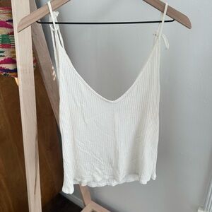 White Ribbed Women's Top